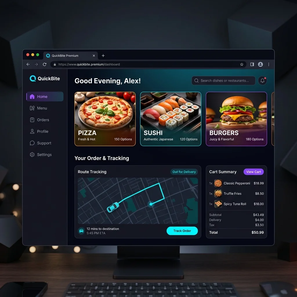 QuickBite Food Delivery App Mockup